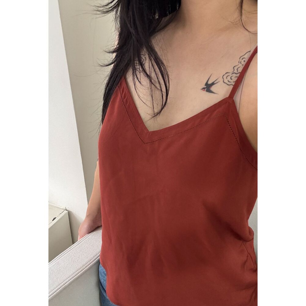 Boden 100% Silk V Neck Orange Cami